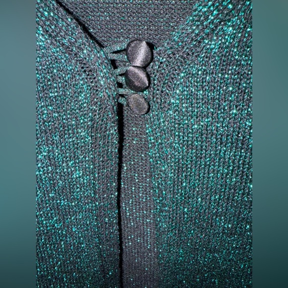 Free People Women’s Emmaline Long Sleeve Metallic Cardigan in Green Medium - Picture 6 of 11